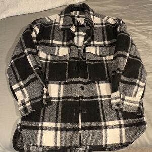 H&M Black and White Plaid Overshirt